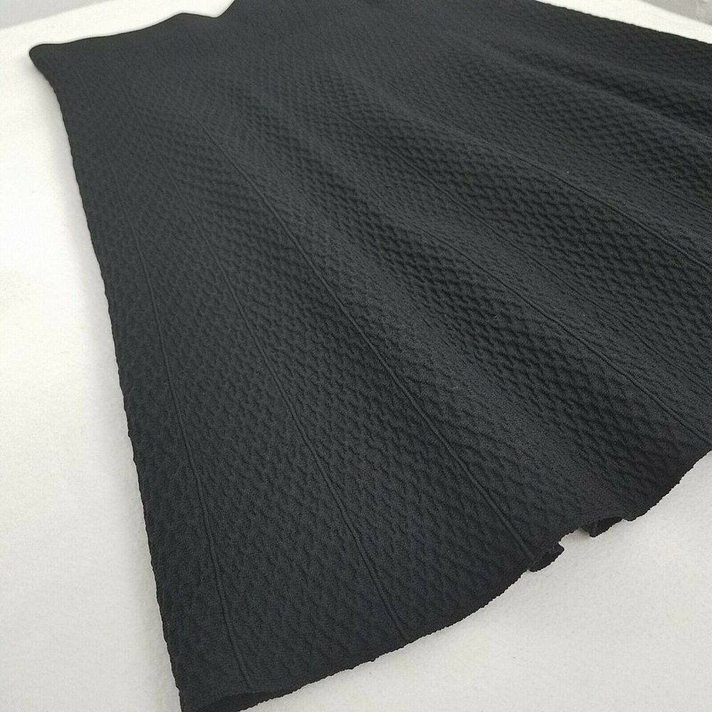 CABI Black Stretch Ribbed Patterned Vogue Skirt M
